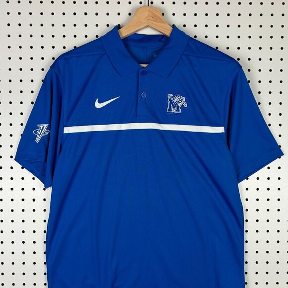 Nike 1 Cent Memphis Tigers Polo Small Blue PE Basketball Penny Coach Sideline - Picture 2 of 6